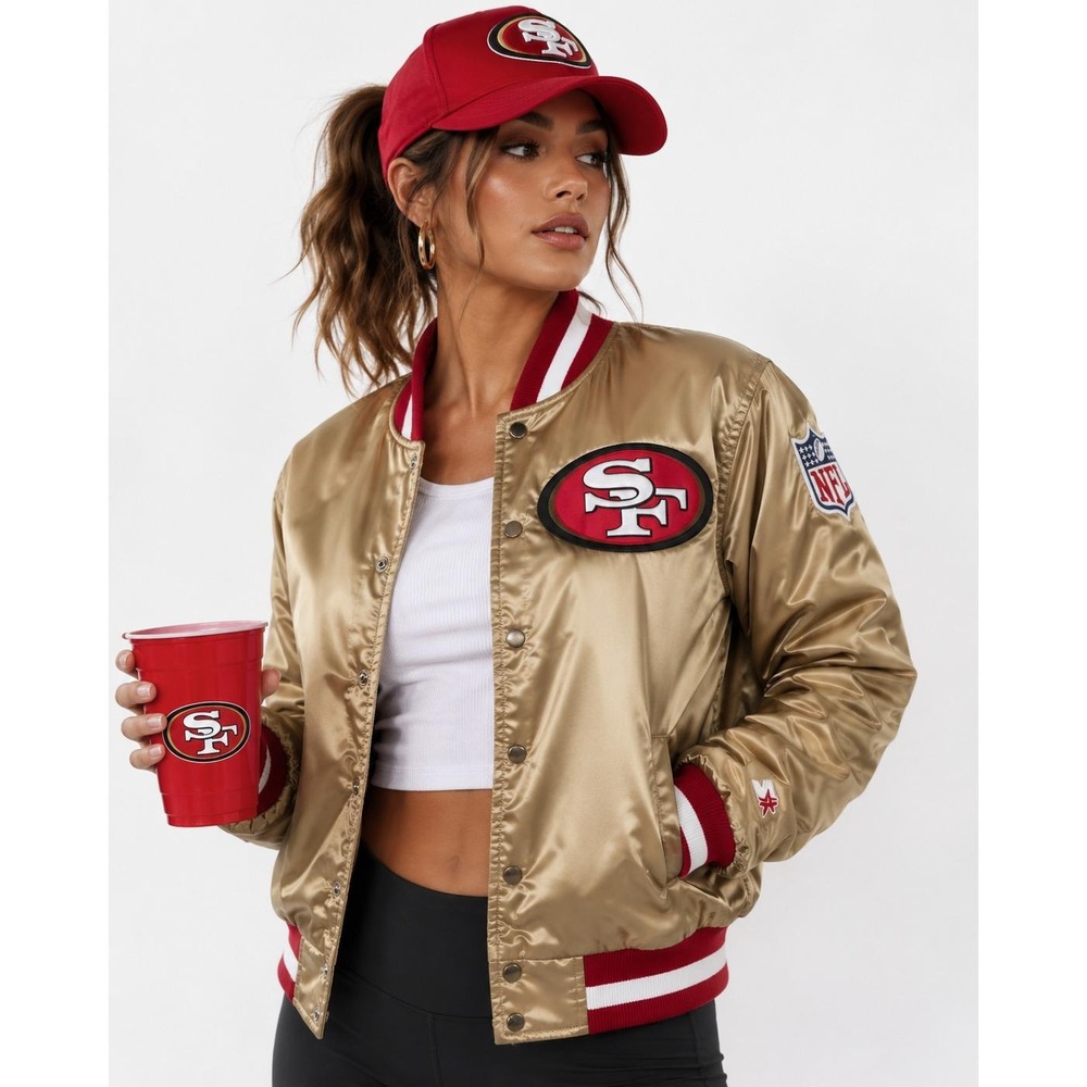Vintage Starter NFL Pro Line San Francisco 49ers Satin Bomber Jacket Gold  S